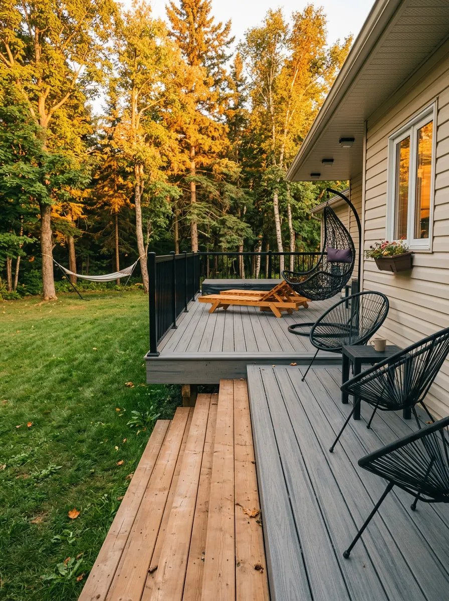 Terrasse en bois adossée à une maison — image d'inspiration